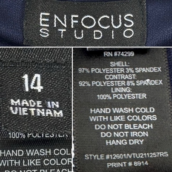 Enfocus Studio Navy Blue Color Block Dress Women's Size 14 RN 74299 Officewear - Picture 16 of 16